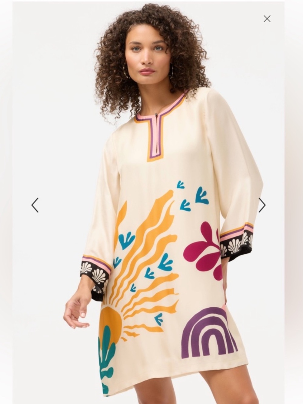 Johnny Was Ringo Mini Dress Solstice Canyon Silk Blend Ivory Size Small NWT